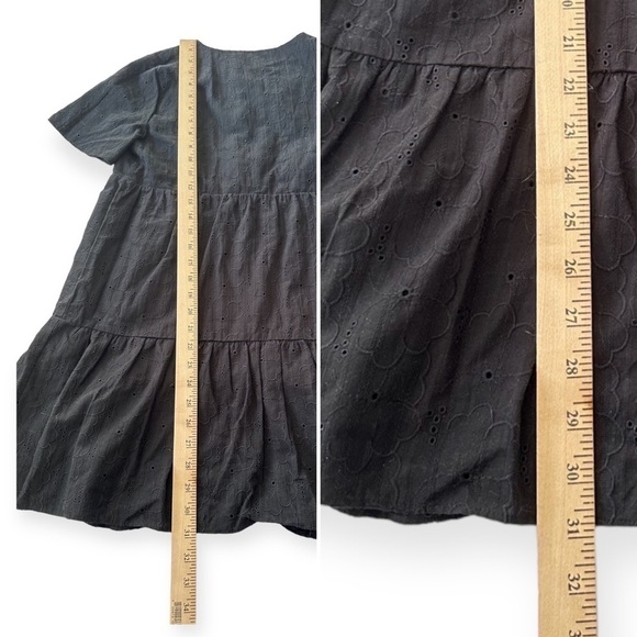 NWT Madewell Eyelet Button-Front Tiered Mini‎ Dress XSP, Black - Picture 13 of 13